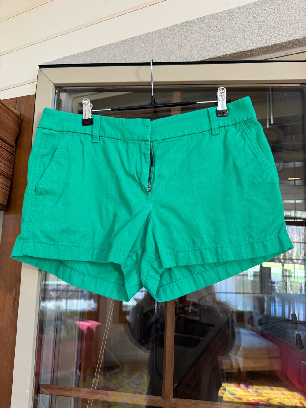 J. Crew Green High-Waist Cotton Blend Shorts